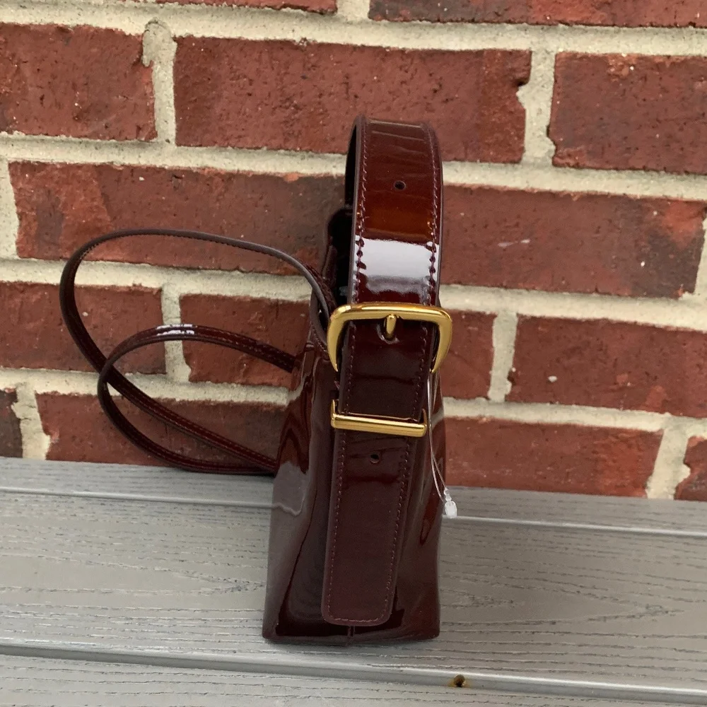 Madewell Mini Bucket Bag Burgundy Patent - Picture 4 of 8